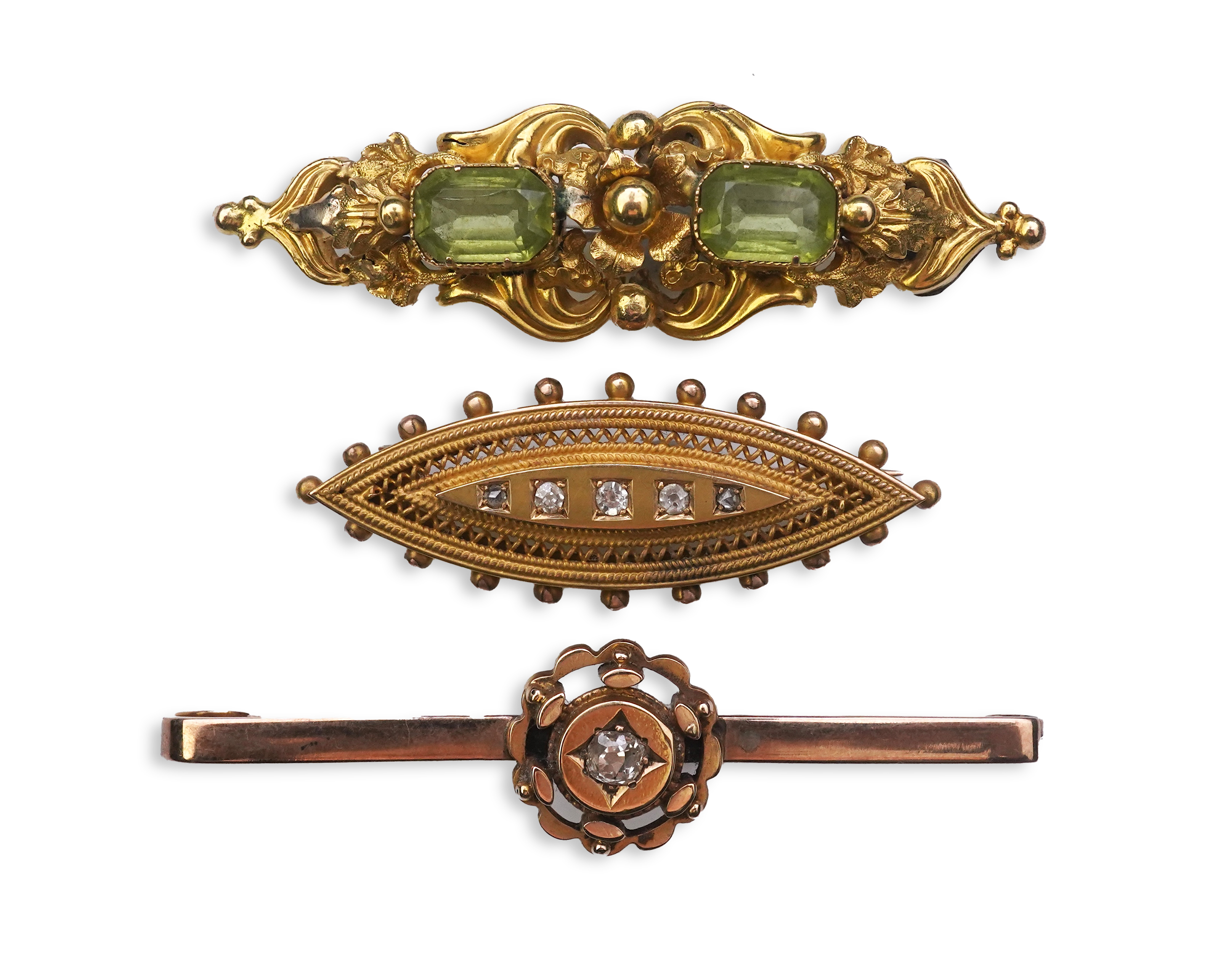 A group of three gem-set brooches, 19th/early 20th century